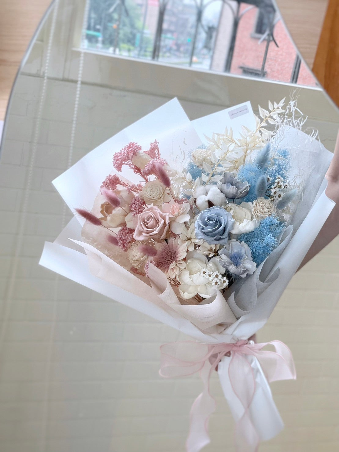 雙生 | 中型雙色永生花束