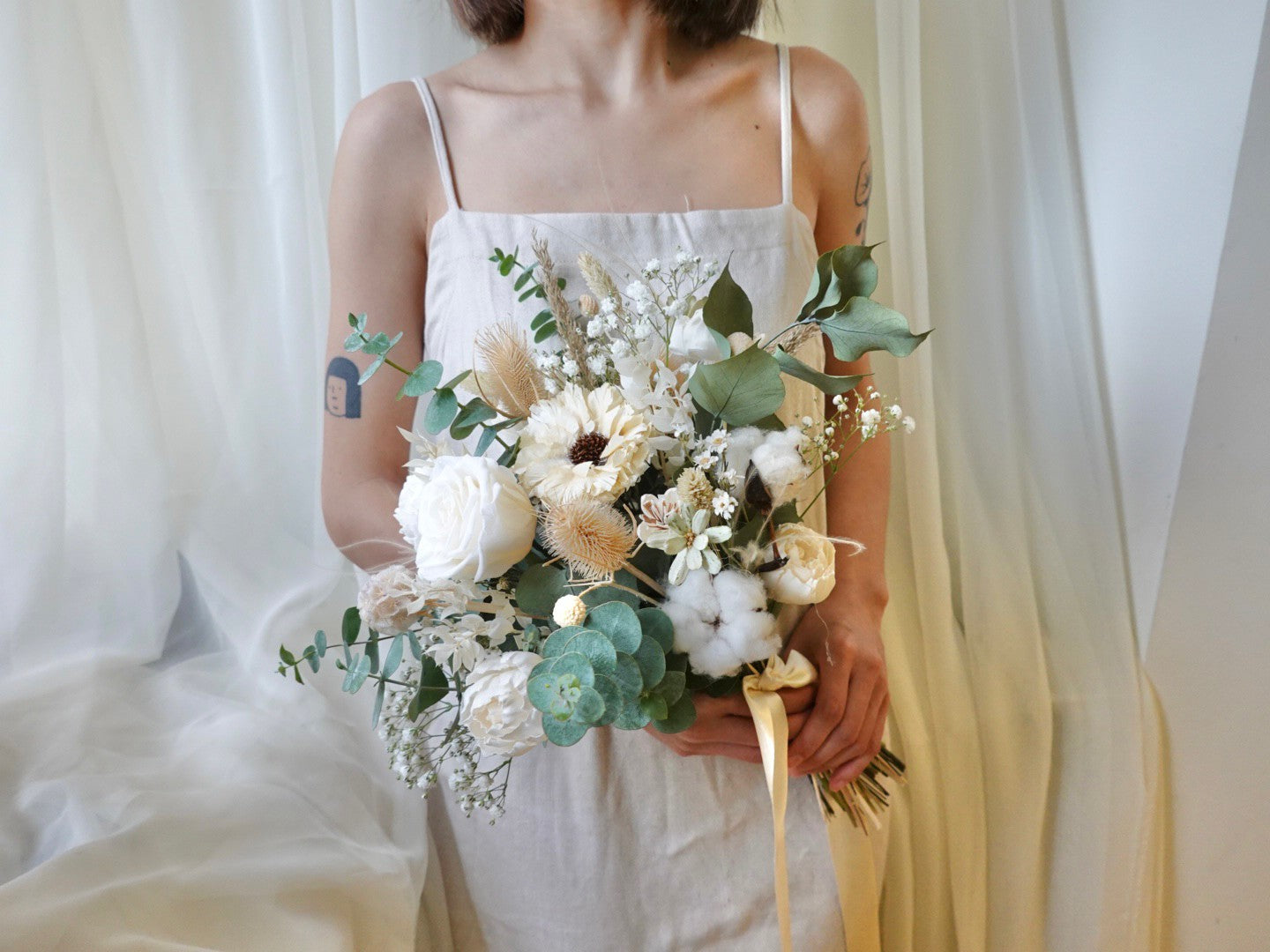 經典白綠|永生乾燥捧花