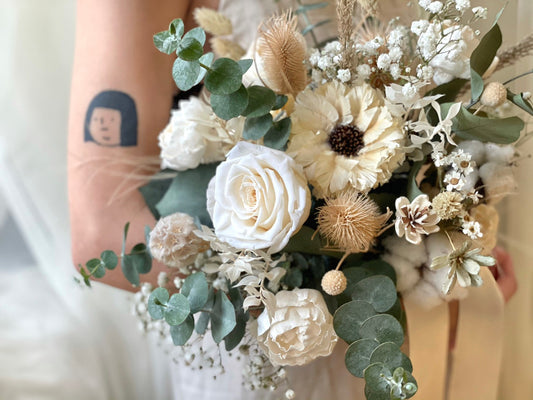 經典白綠｜永生乾燥捧花